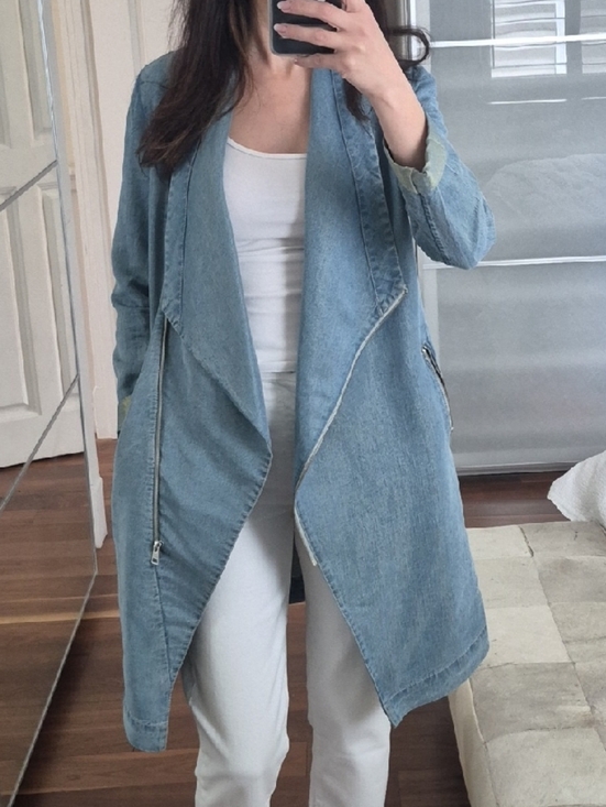 Soia & Kyo Jackets & Blazers - Soia & Kyo Light Blue Denim Drape Jacket